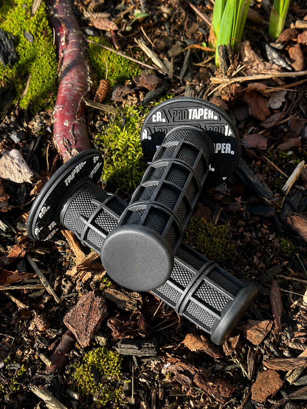 Ergonomic adventure handlebar grips designed for long-distance e-bike and motorcycle touring.