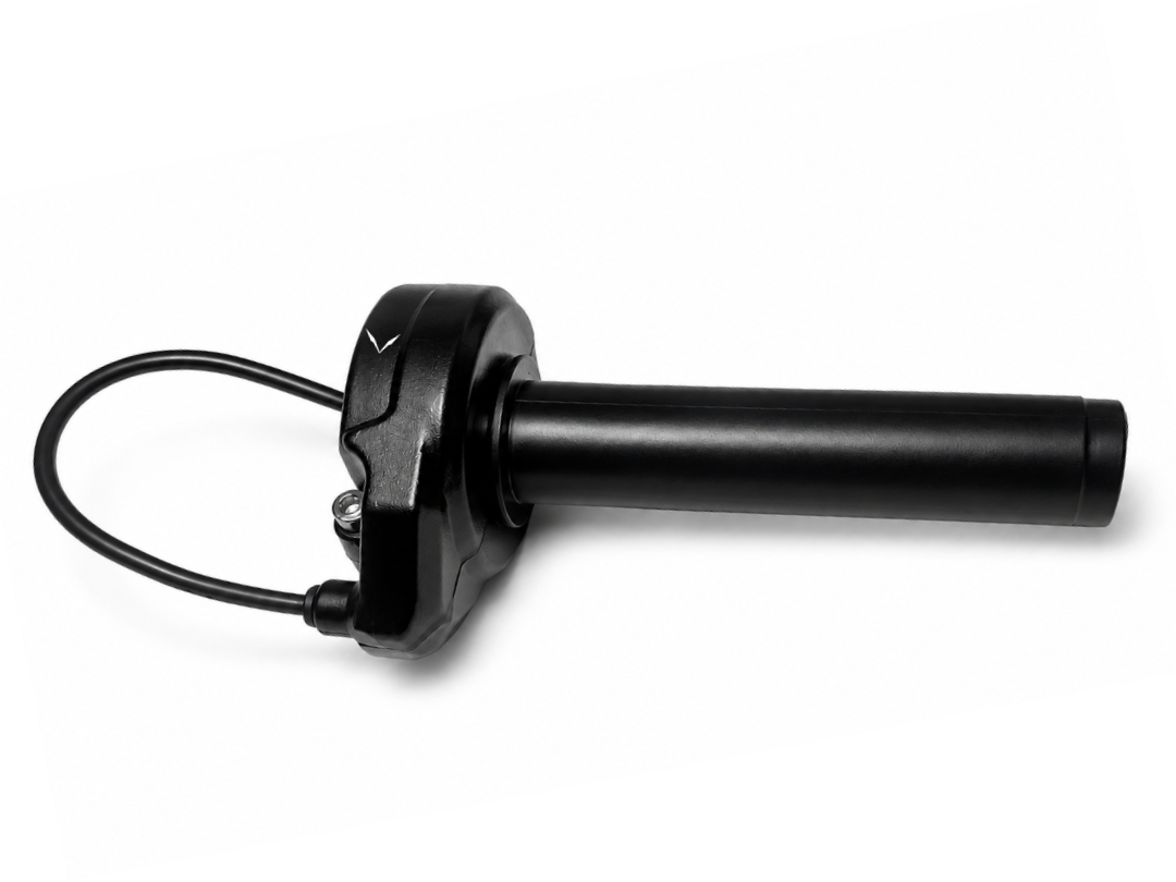 Velterra universal black e-bike twist throttle for smooth speed control and power delivery.