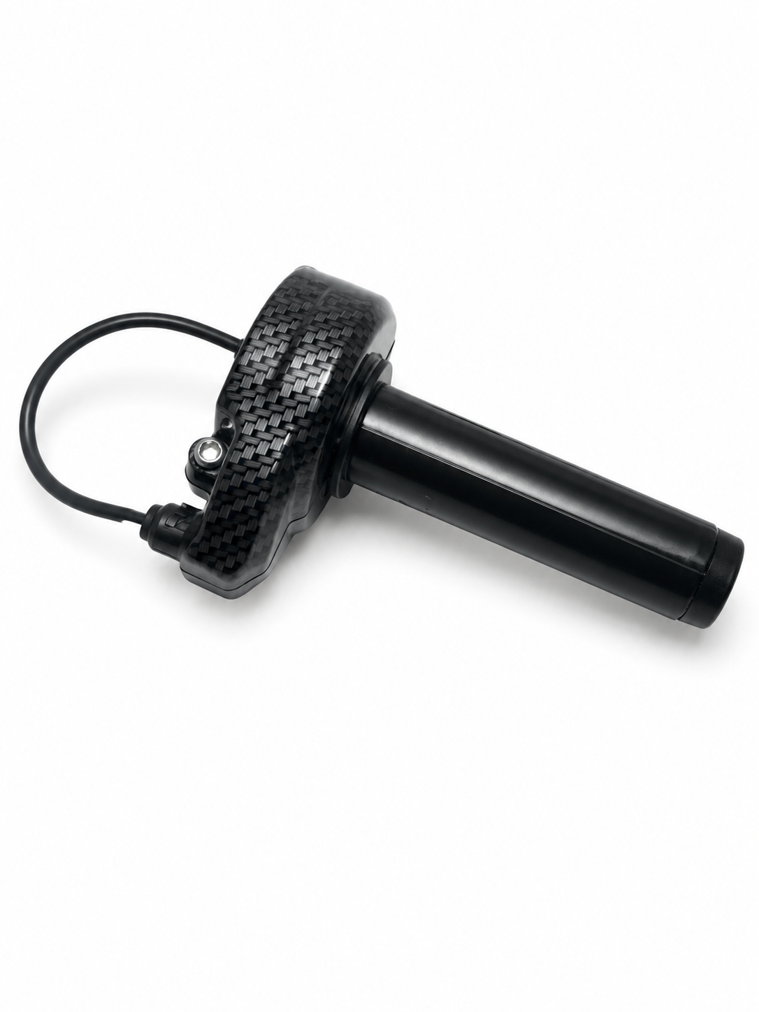 Side profile angle showing the sleek design of the Velterra carbon fibre twist throttle.
