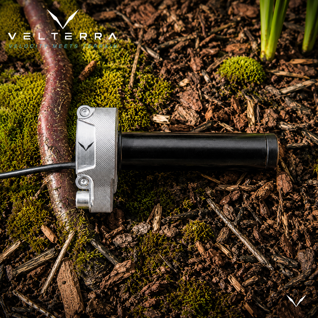 Velterra universal e-bike twist throttle for smooth speed control and power delivery.