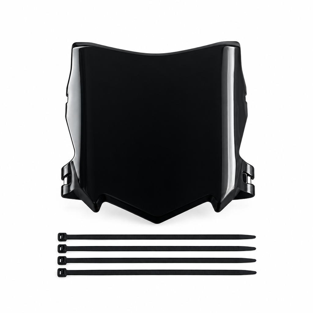 Velterra Motocutz Style black e-moto front plate hero shot for Surron and Talaria
