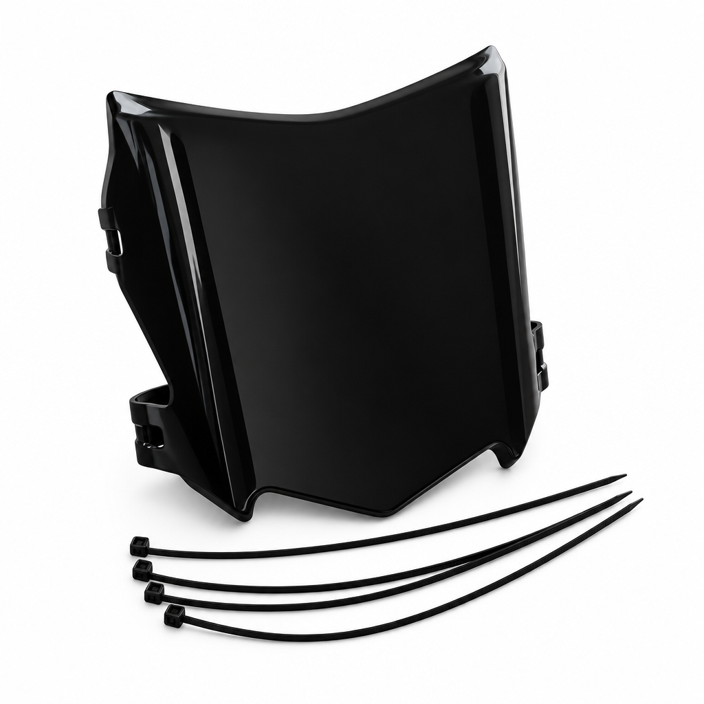 Detailed side profile of the Velterra Motocutz Style front plate showing mounting tabs